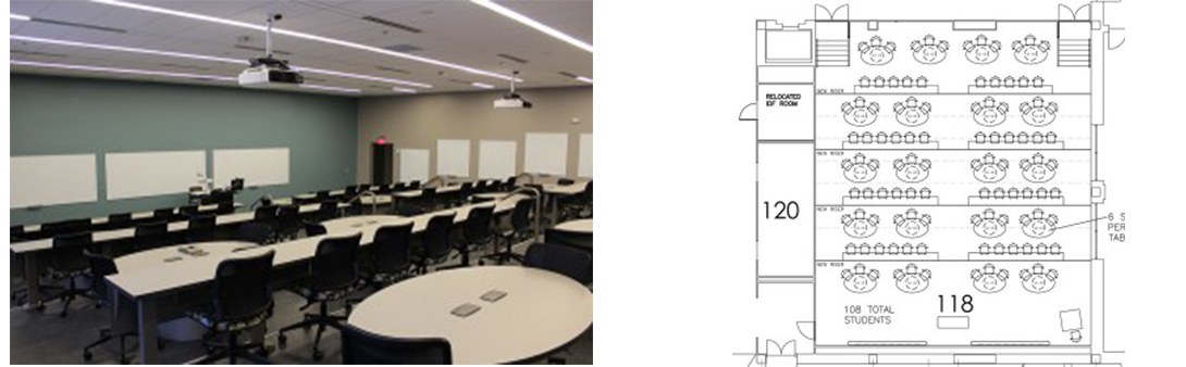 Indiana University classroom and floorplan